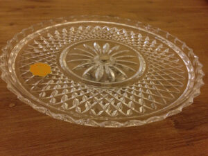 Crystal Cake Plate Metal Base : The French Antique Store