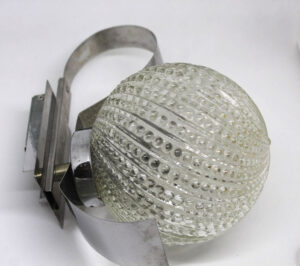 French Urchin Glass and Chrome Wall Sconce Pair The French Antique Store