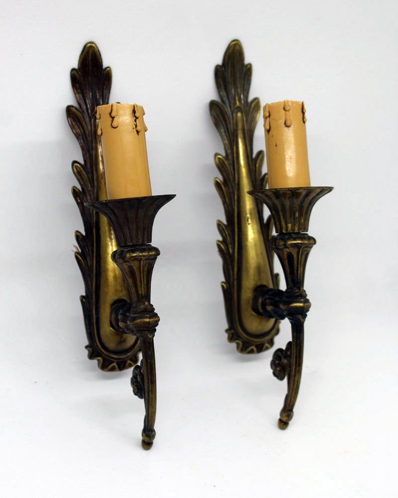 Pair of French Wall Sconce Brass The French Antique Store