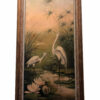 Victorian Oil Painting White Egrets or Herons in a river scene with lillies and grasses