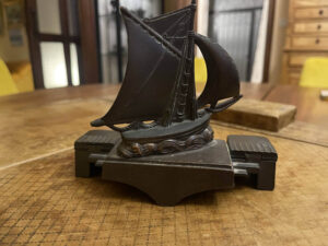 French Cutter Sailboat Inkwell and Penholder LL1136 Paris 1920s 4