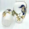 Pair Coralene Glass Vases Bluebirds France 2