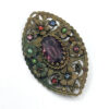 Brass Filigree Brooch 1920s Rhinestones The French Antique Store 1