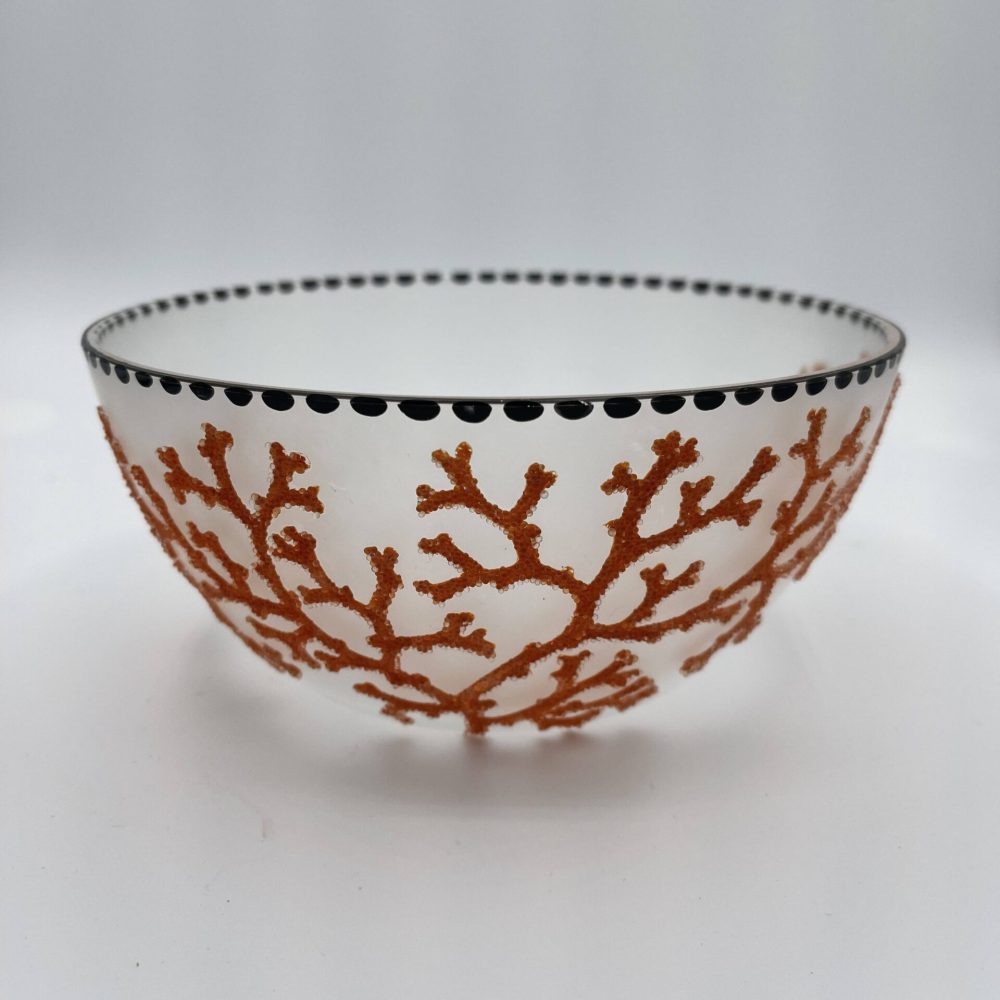 Coralene Bowl 1925 Goldberg Bohemian Glass Antique 1