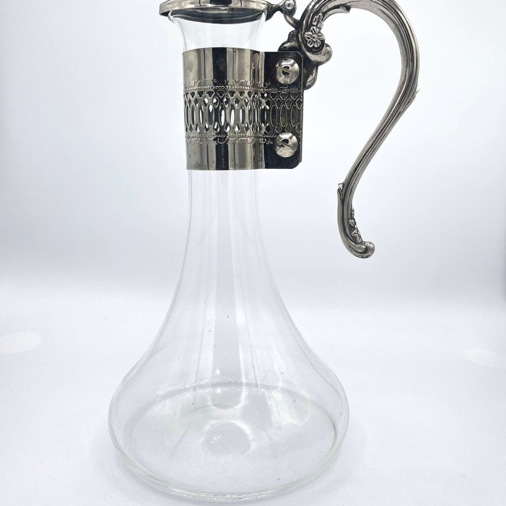 French Claret Jug or Carafe silver collar handle and lid 1