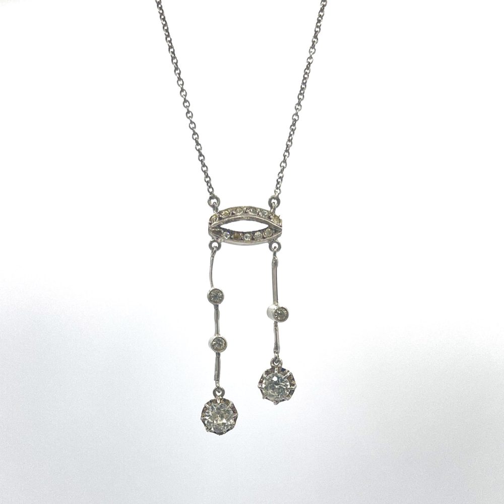 French Silver Paste Negligee Necklace 1920s The French Antique Store