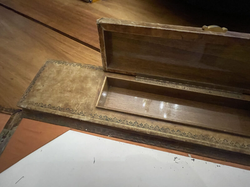 Vintage desk blotter French embossed pen box 3