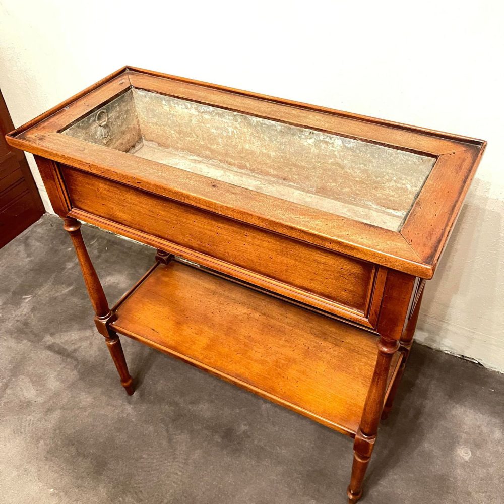 1920s plant stand oak jardiniere zinc lined the french antique store 368_n