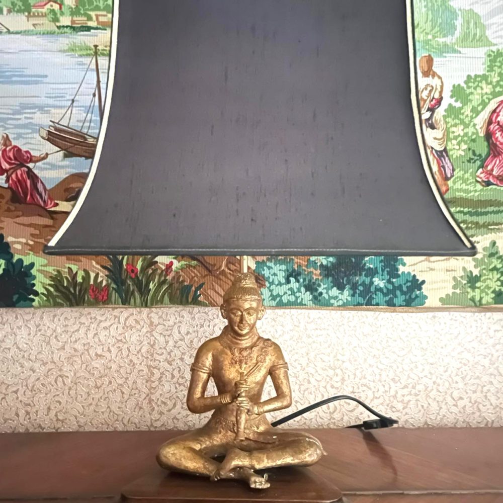 1970s Buddha Lamp Vintage Brass Gold