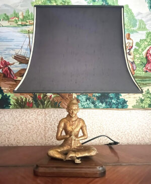 1970s Buddha Lamp Vintage Brass Gold