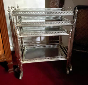 French Nesting Drinks Trolleys 1950s Mid Century Silver