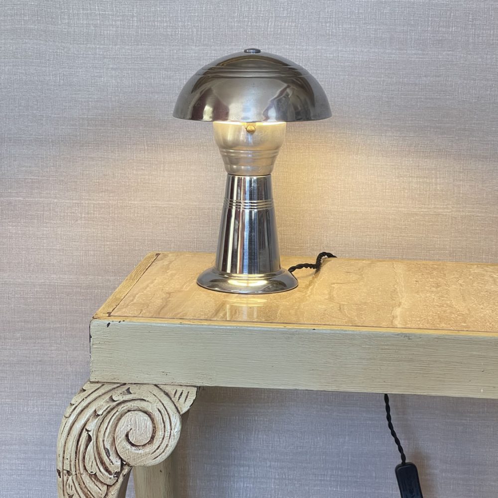 Art Deco chrome table lamp mushroom french antiqu4