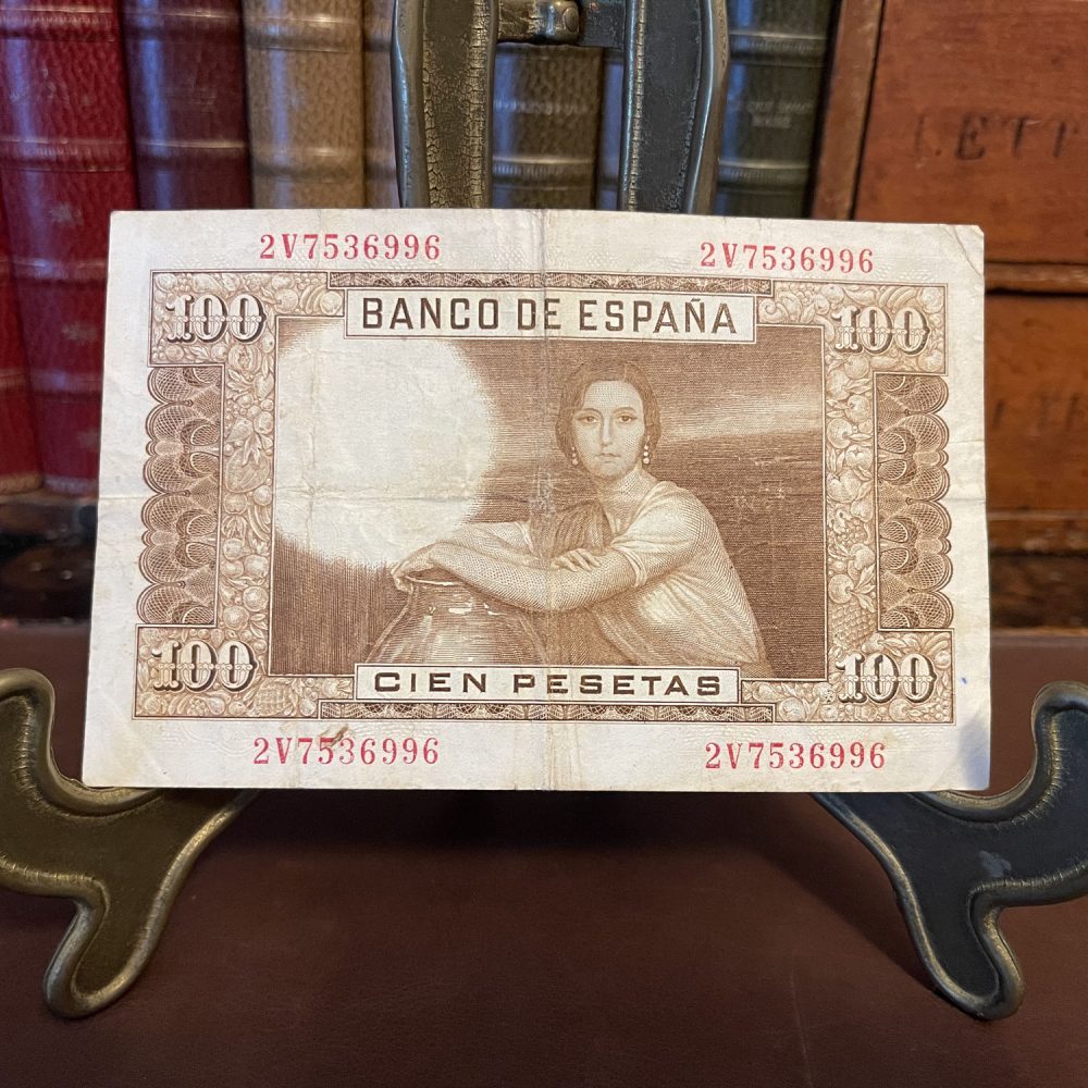 100 Pesetas 1953 El Banco de Espana - The French Antique Store 2