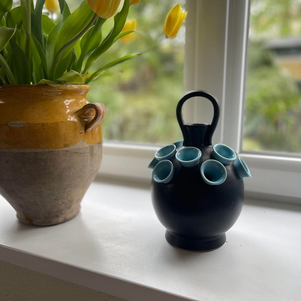 vase tulipiere blue hand signed by RAY CAMART 1950 7