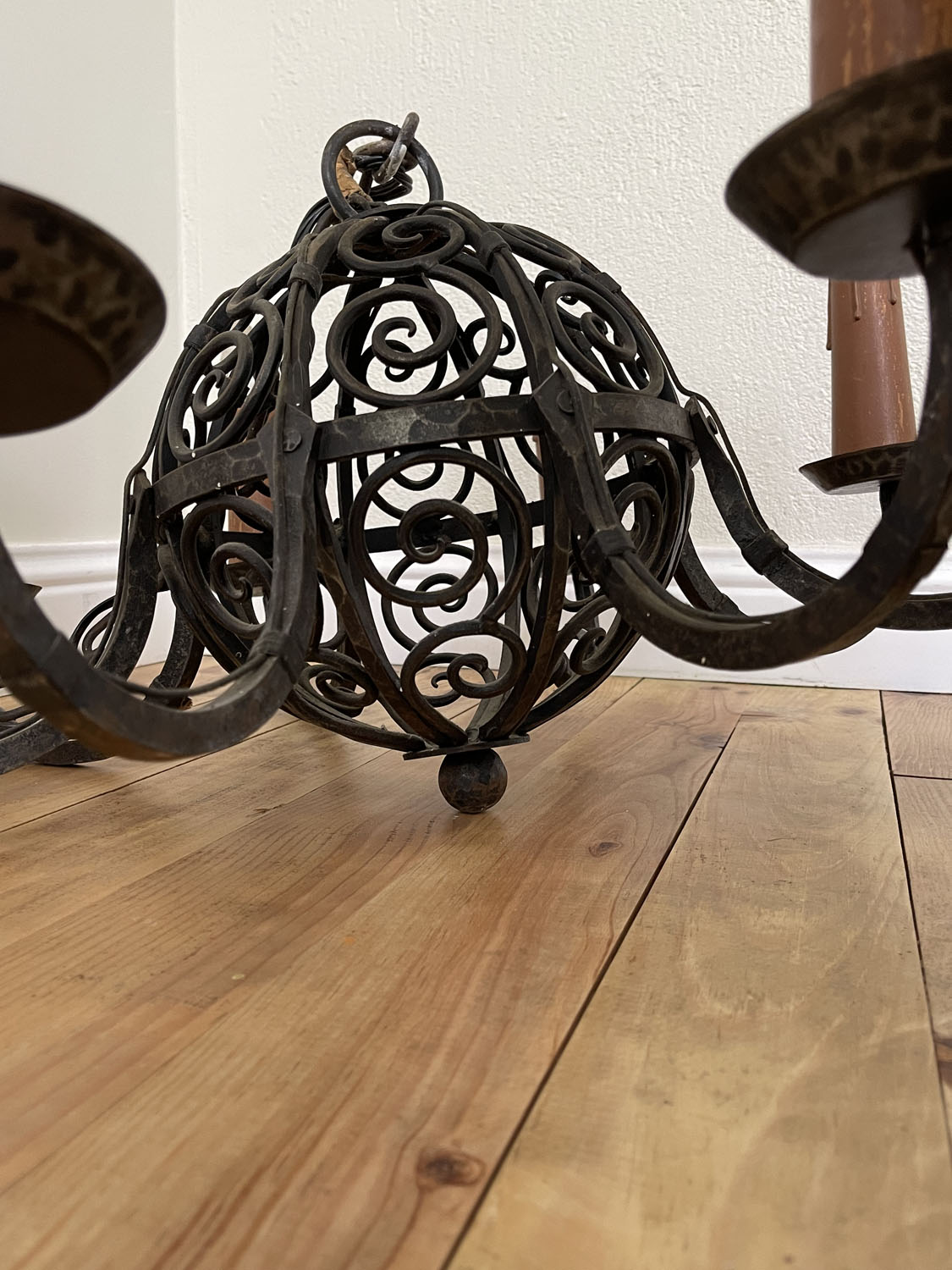 Wrought Iron Chandelier 1910 - Image 3