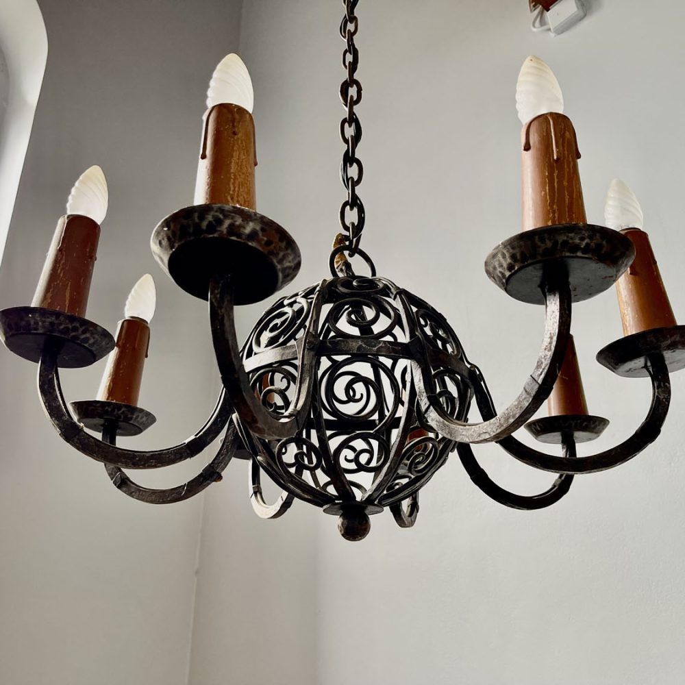 Wrought Iron Chandelier 1910