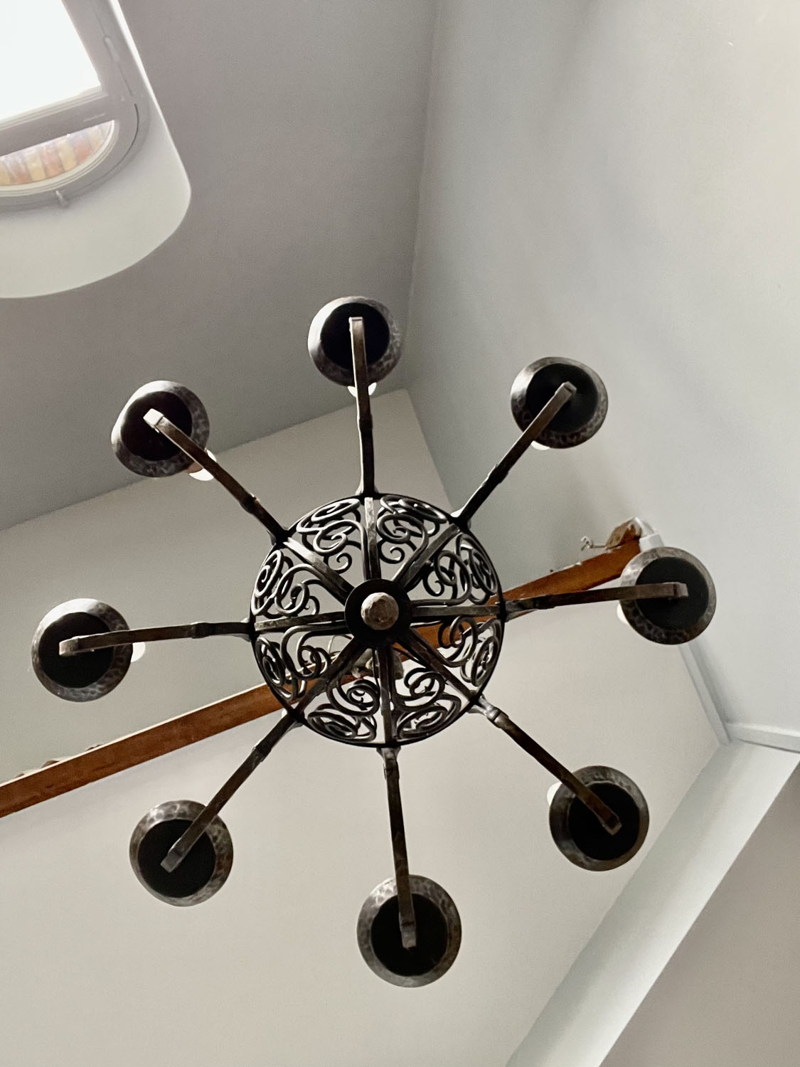 Wrought Iron Chandelier 1910 - Image 5