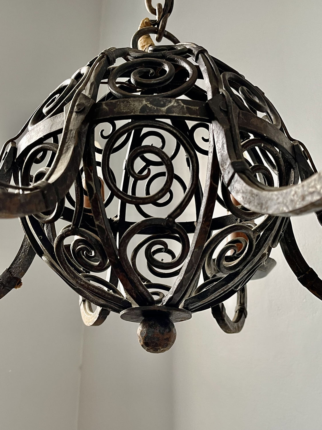 Wrought Iron Chandelier 1910 - Image 4