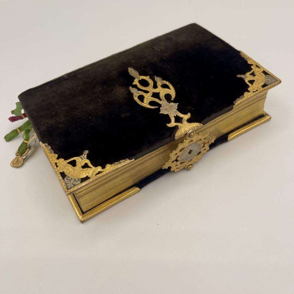1845 Velvet and Brass bound French Bible Carcassonne