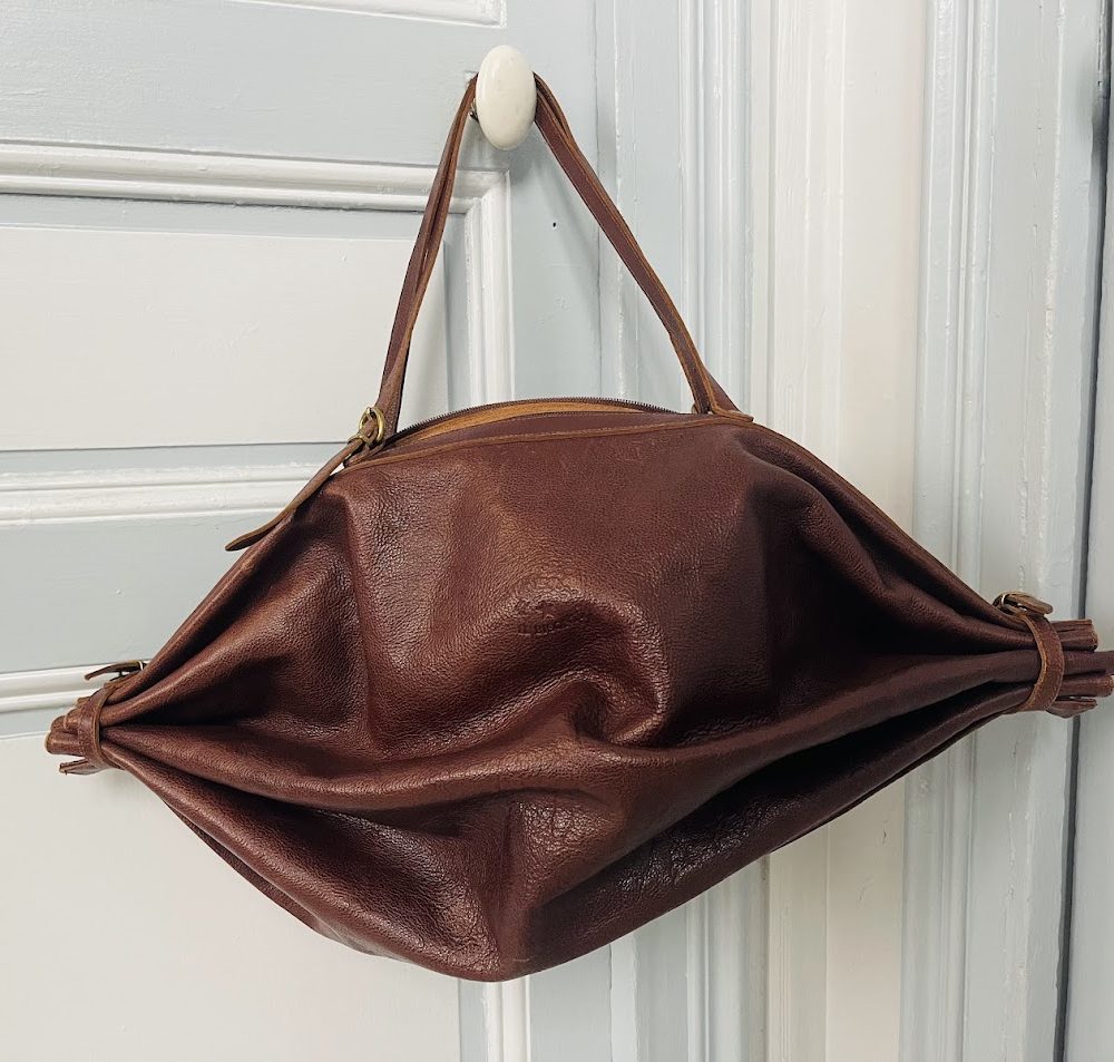 Vintage Il Bisonte Caramello Leather shoulder bag XL - the french antique store