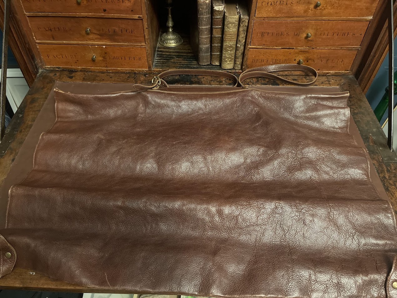 Vintage Il Bisonte Caramello Leather shoulder bag XL - the french antique store 6