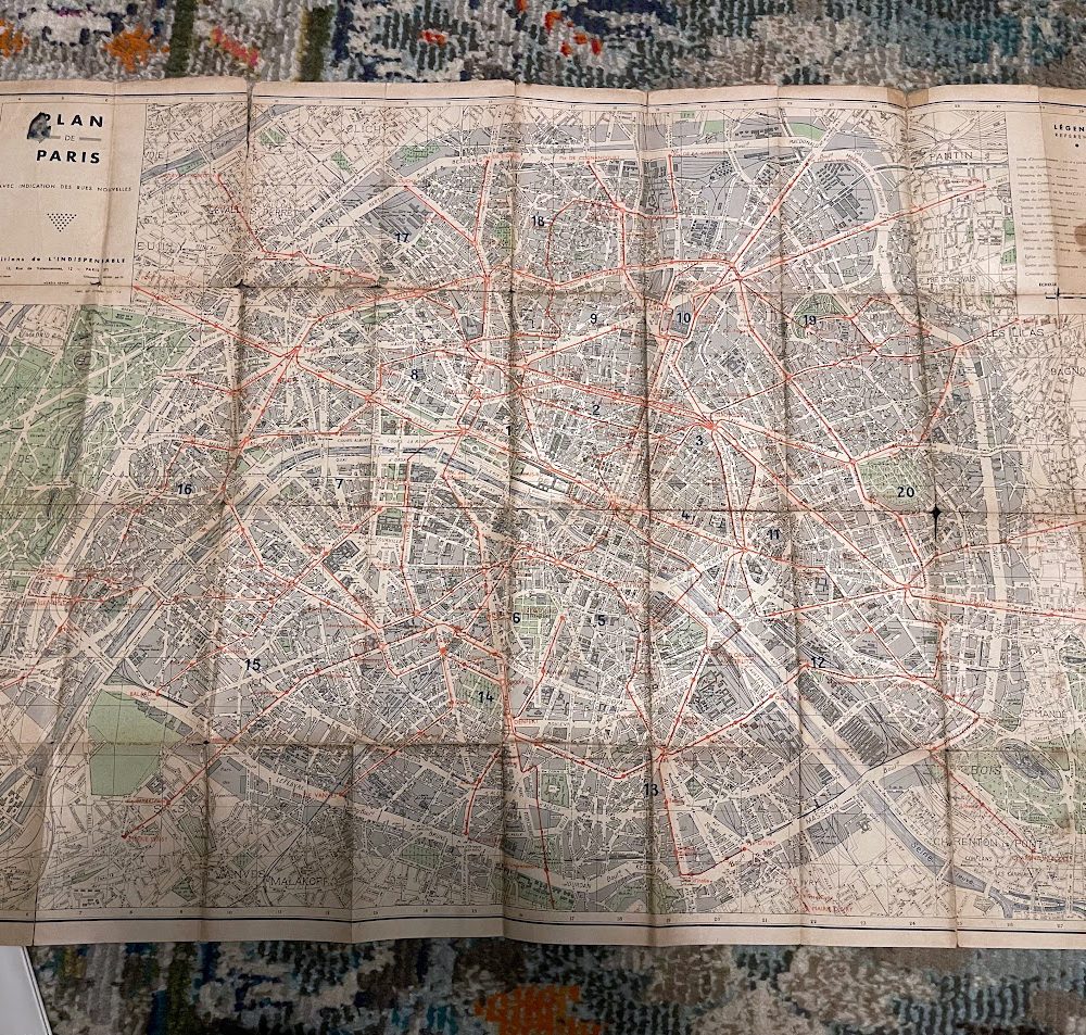 1946 Vintage Map of Paris original
