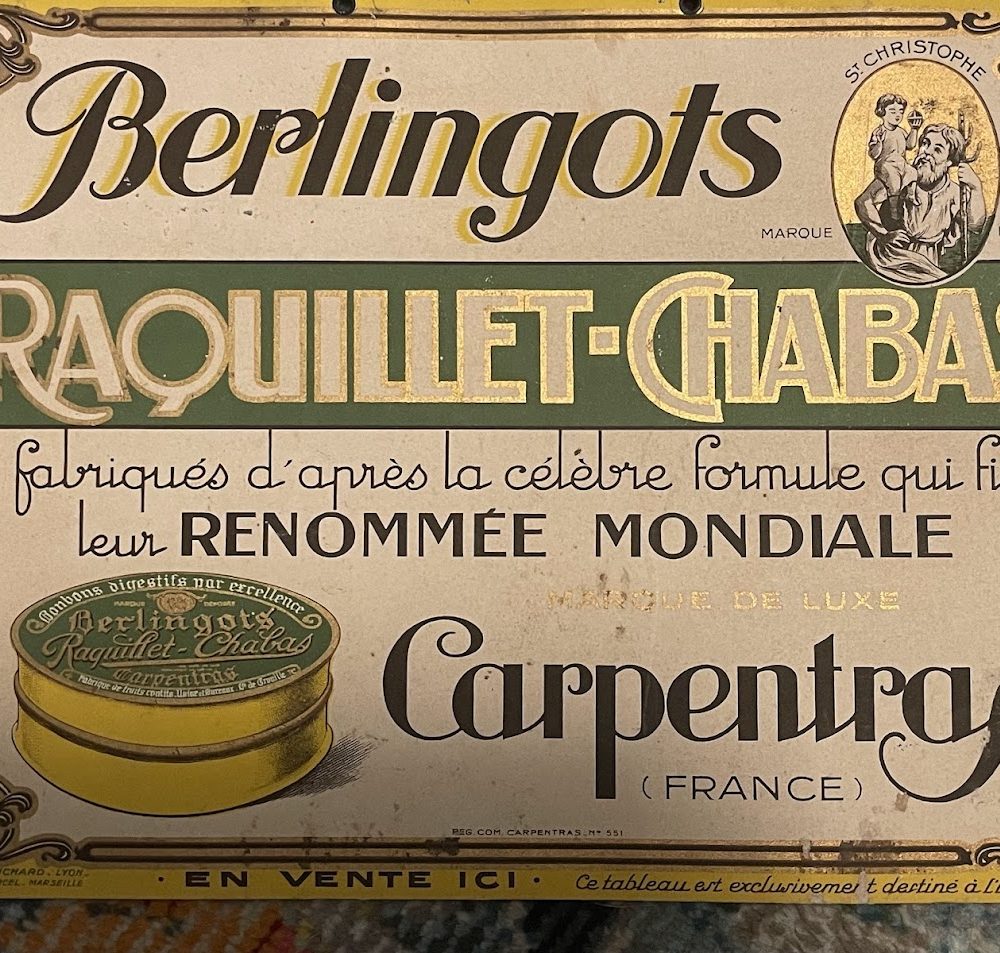 1950s Advertising Poster French Small Berlingots Raquillet Chabas Carpentras