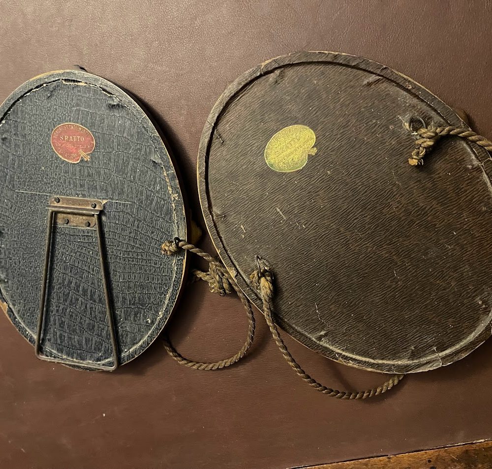 Pair antique french photos gold gilt frames oval 2