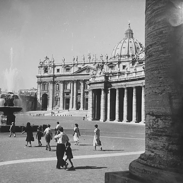 Vintage Photo Rome 1950s Black White St Peters Basilica