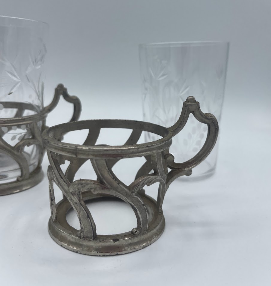 Pair Art Nouveau Tea Glass Podstakanniks The French Antique Store