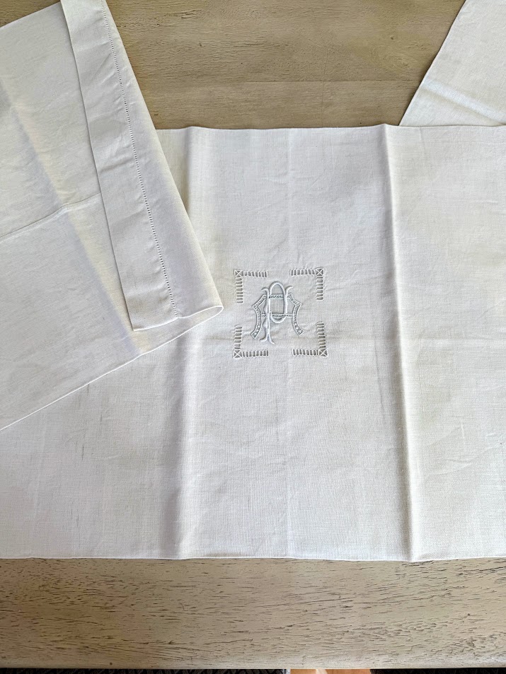 Antique French Linen 2 Pillow Covers 1 XL Bolster Cover - Image 9