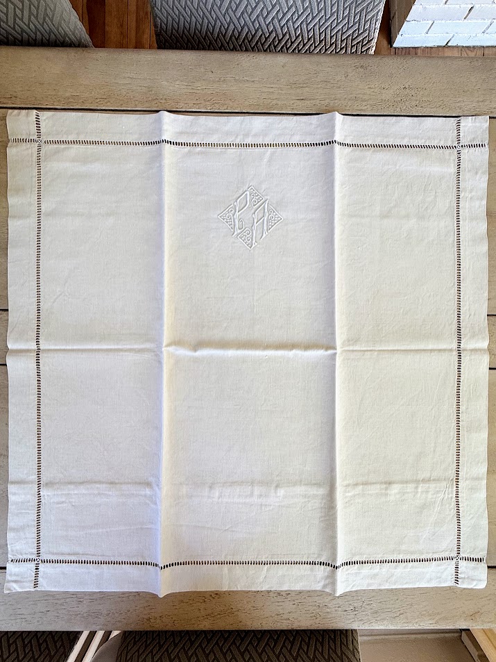 Antique French Linen Pillow Case Monogrammed 72x72 IMG_9097 The French Antique Store