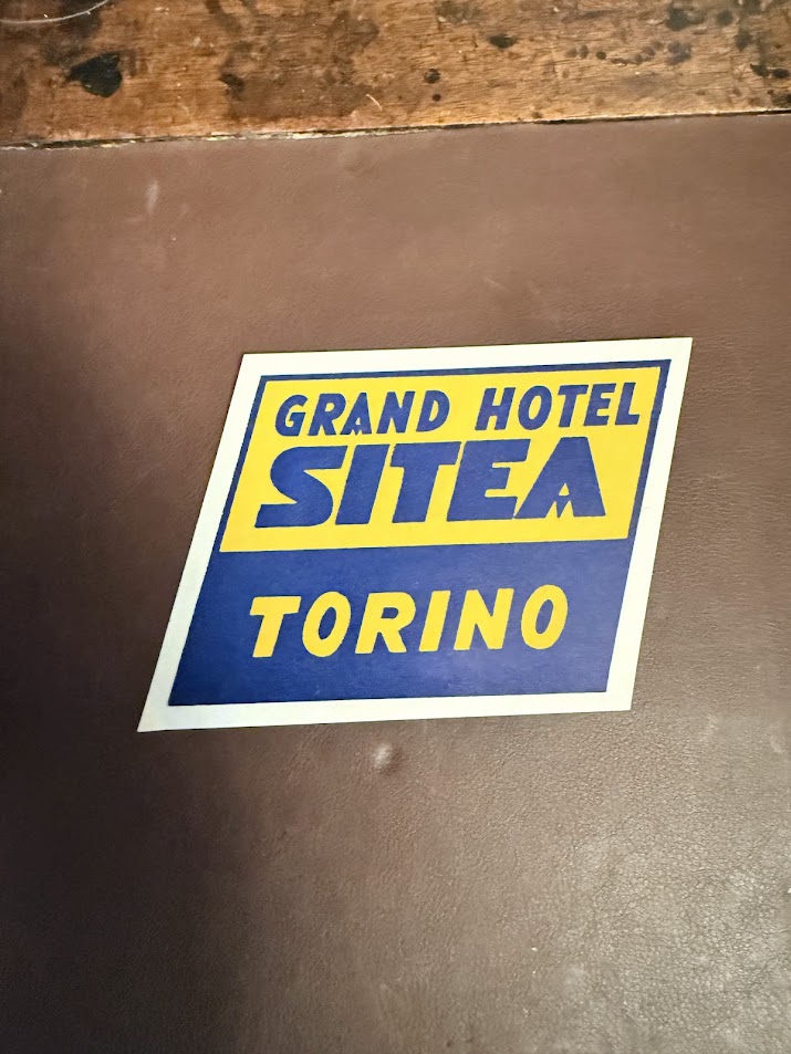 Grand Hotel Sitea Torino Italy Original Vintage Luggage Label 1950s