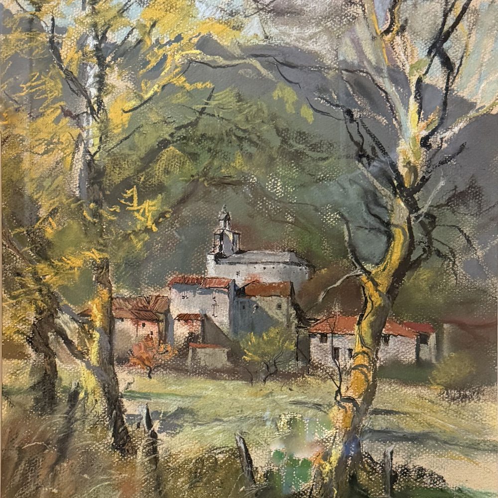 Henriette Fourot 1913-2013 Pastel and Ink French Village 2