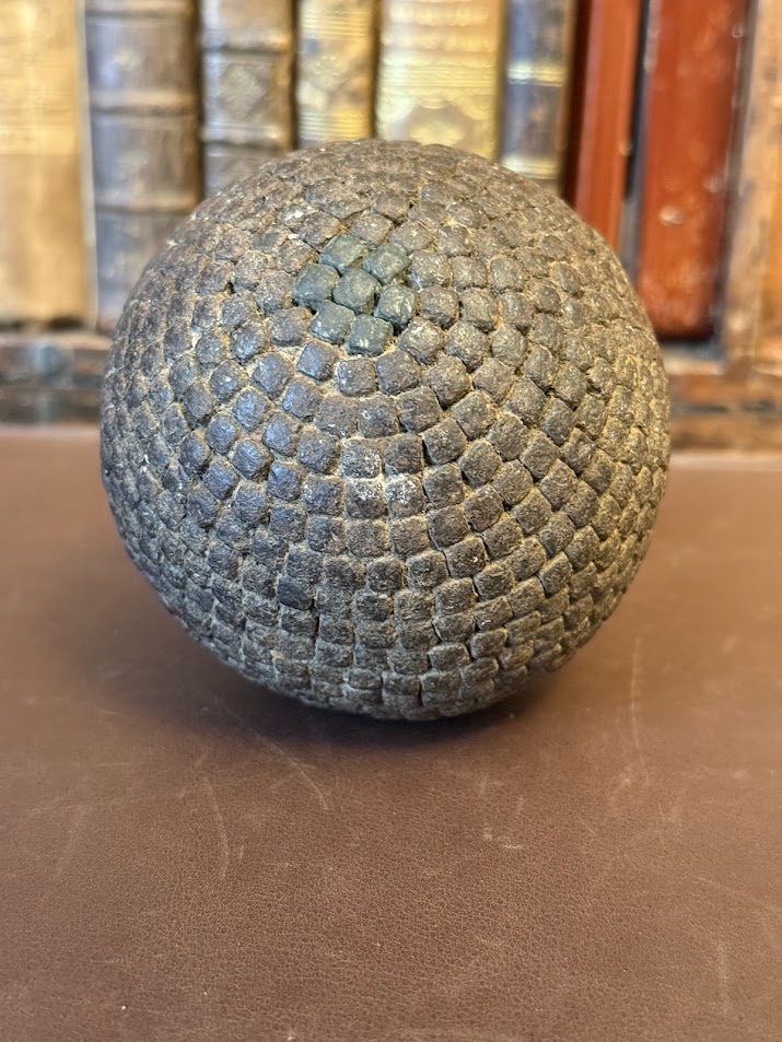 Authentic 19th C French Boule Cloutee Antique Nailed Pétanque Ball (Carcassonne, France) 1