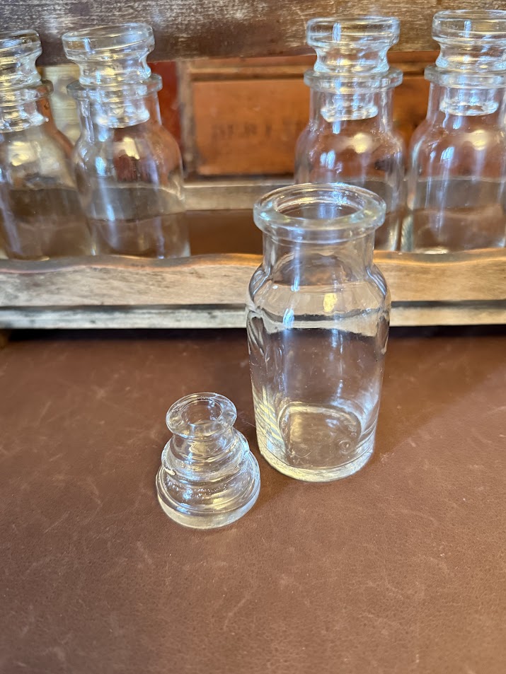 Vintage Spice Rack Glass Homeopathy Bottles Cottagecore IMG_5690