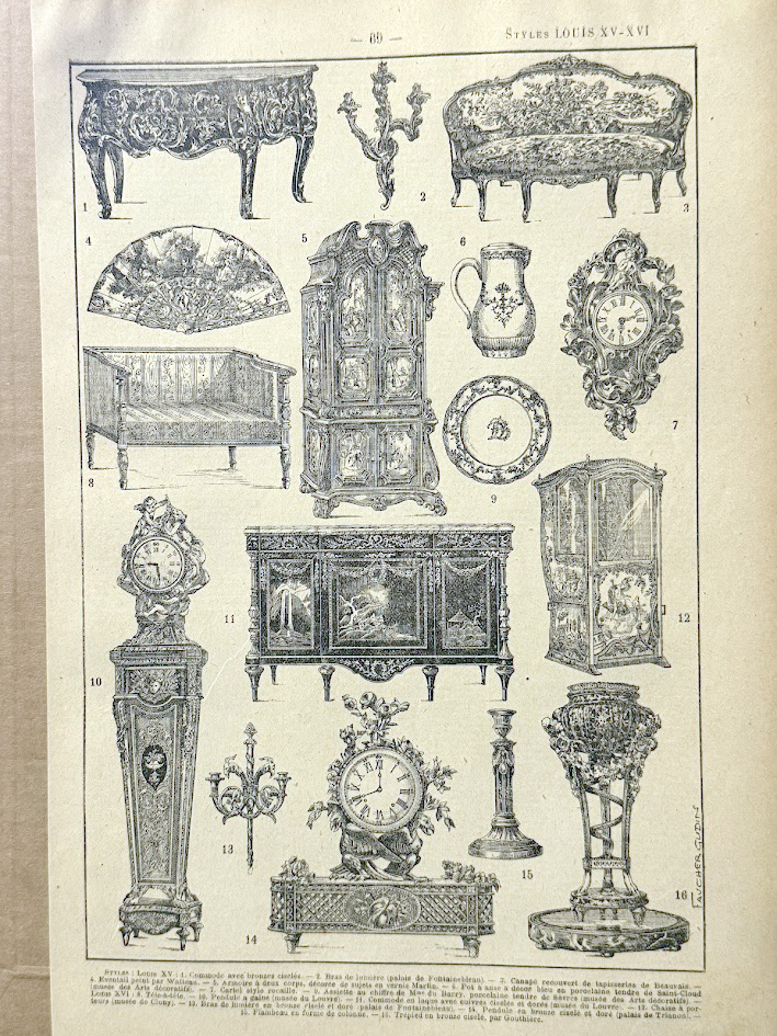 styles louis xv xvi french antique 1920s print