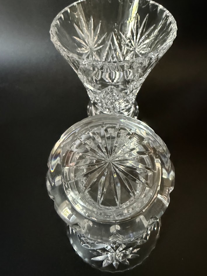 Antique Brilliant Cut Crystal Trumpet Vases Baccarat Style IMG_0694 IMG_0702