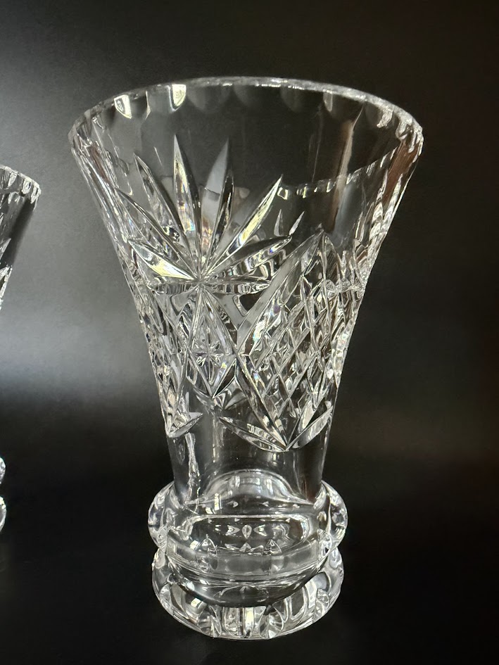 Antique Brilliant Cut Crystal Trumpet Vases Baccarat Style IMG_0694 IMG_0702