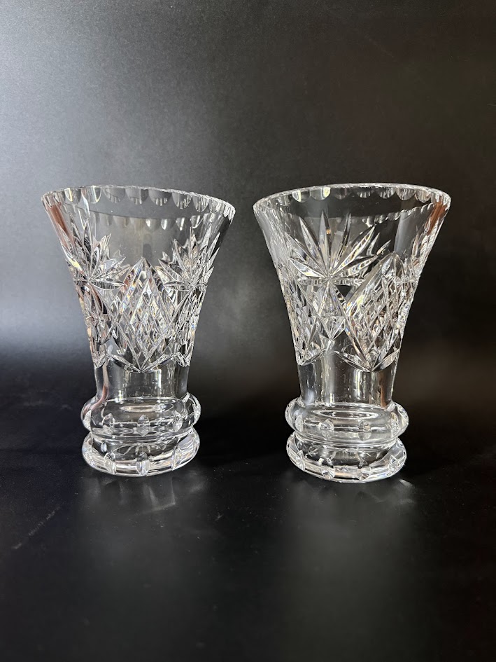 Antique Brilliant Cut Crystal Trumpet Vases Baccarat Style IMG_0694 IMG_0702