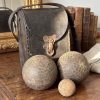 Authentic 1920s French Boule Lyonnaise Duo Set with Rare Hinged Leather Bag