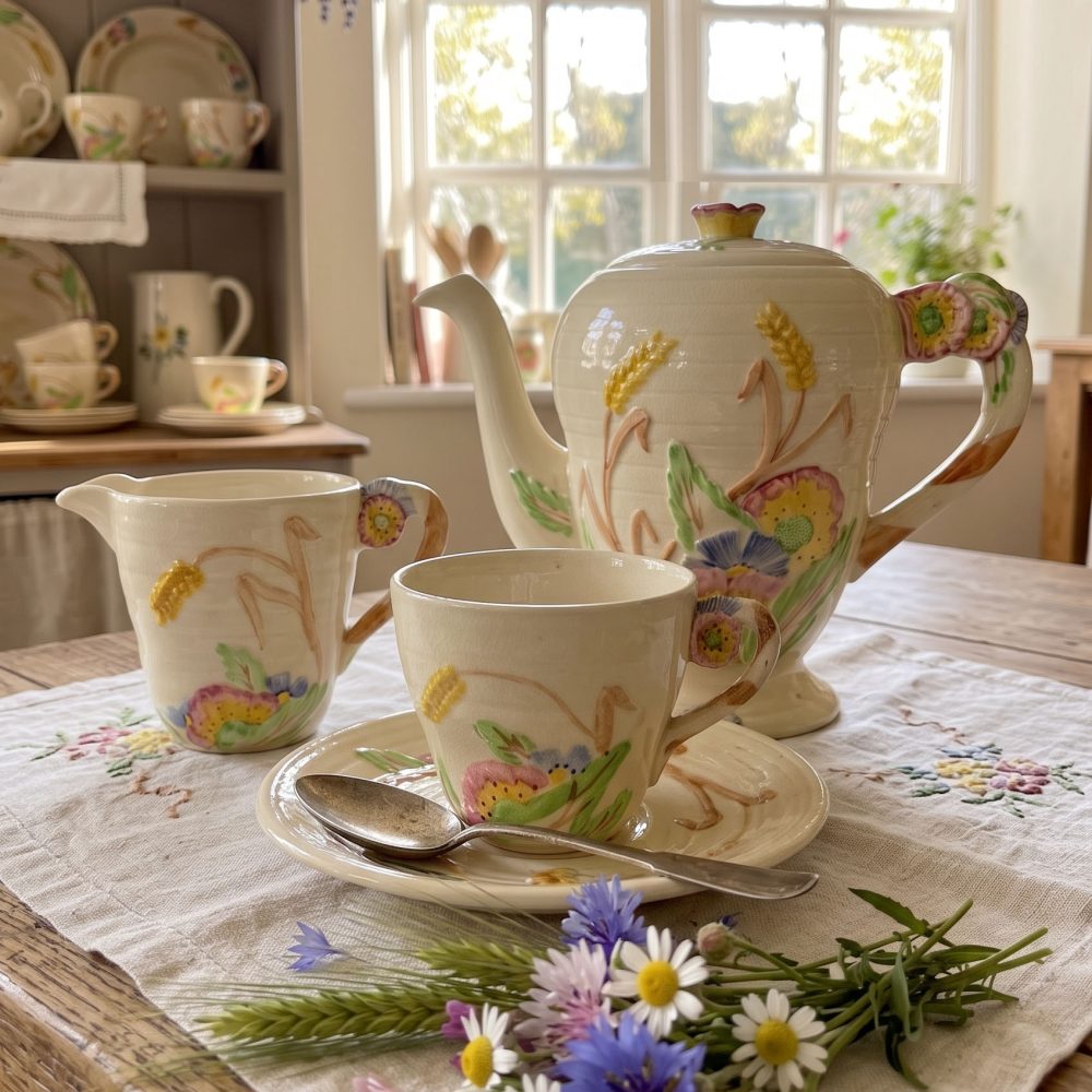 Vintage 1940s Brentleigh Ware Countryside Tea Service Stoke-on-Trent English Pottery Cottagecore Tableware