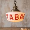 Vintage French Tabac Store Opal Glass Pendant Light