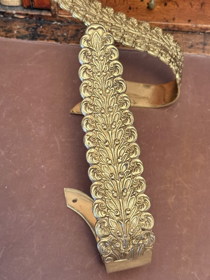 Pair of solid brass vintage curtain tie-backs French with Floral motif IMG_0930