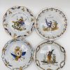 Set of 4 French Nevers Faience Revolutionary Plates – Hand-Painted Faïence Parlante Collectibles Signed 1a