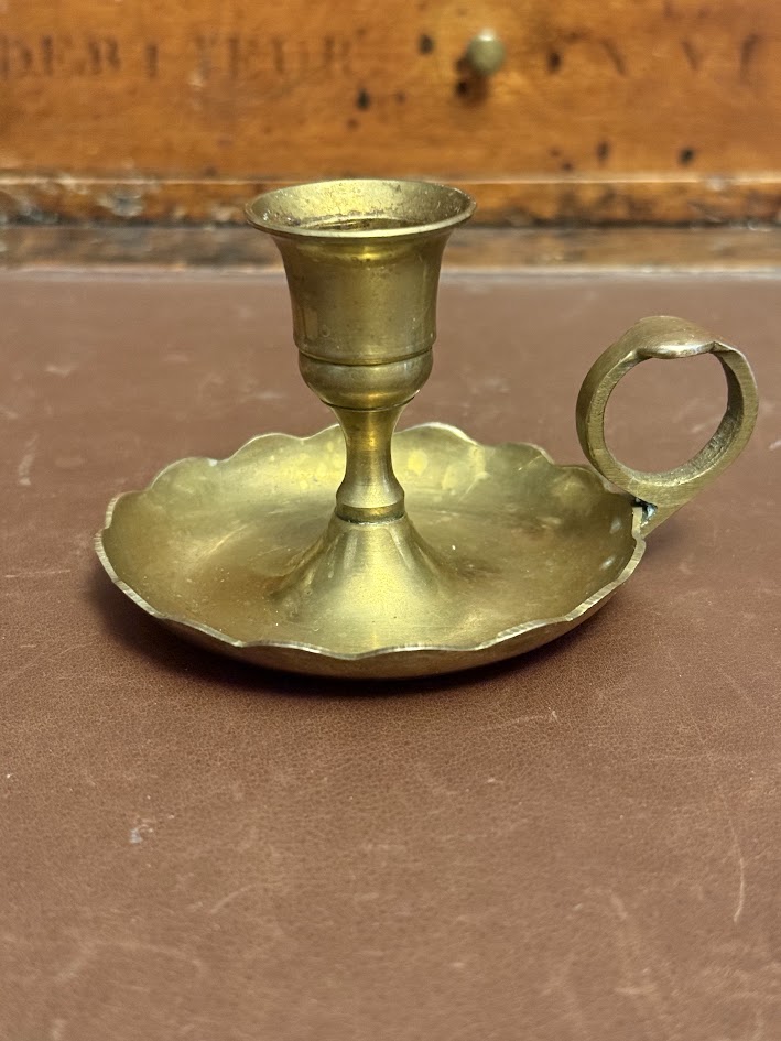 Small Brass Candle Holder with thumb plate - French Vintage IMG_0919