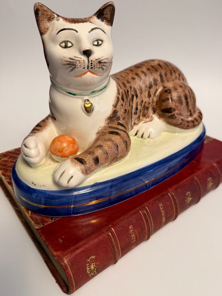 Staffordshire Cat on Cobalt Blue Base Late 19th CenturyIMG_1277