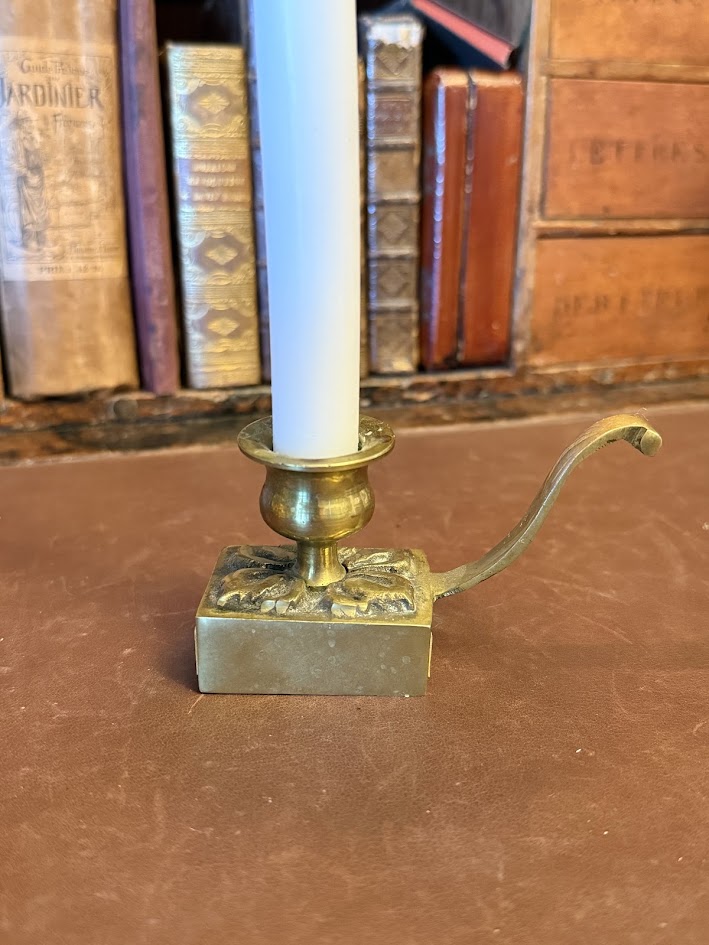 Vintage Brass Leaf-Embossed Chamberstick & Matchbox Cover IMG_1602