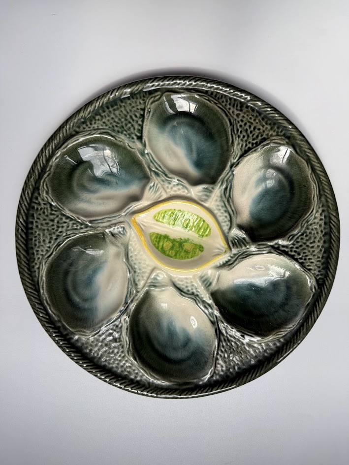 Vintage French oyster plate set St Clement France 1950s IMG_1092