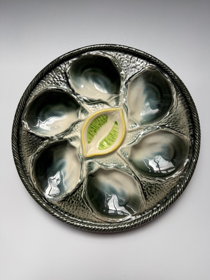 Vintage French oyster plate set St Clement France 1950s IMG_1093